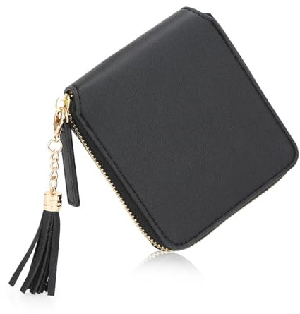 dobsechs Geldbeutel Damen aus Glattem und Weichem, Klein Synthetisches Leder Portemonnaie Damen, Kleines Geldbörse Für Frauen Die Mehreren Fächern, Schwarz