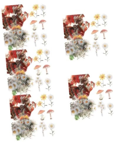 NUOBESTY 10sätze Vintage Pflanzenaufkleber Selbstklebende Pet Sticker Mit Pilzen Und Chrysanthemen Für Scrapbooking Handarbeiten Und Dekorationen Wasserfest Und Vielseitig Einsetzbar