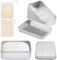 Mooshy 2 Stück Seifendose aus Aluminium, Seifenschalen mit Abtropfgitter Sisal Seifensäckchen und Schaumnetz, Seifenbox für zu Hause oder auf Reise Seifenbehälter Seifenbox Wasserdicht (M)