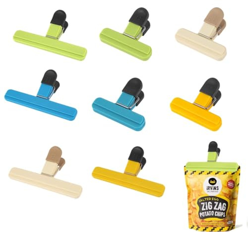SULIUDAJI Mollette Chiudi Sacchetti, Clip Per Cibo Sacchetti, 8 Pezzi Clip Di Tenuta Colorful Clip Di Chiusura In Plastica Mollette Alimenti Chiudi Sacchetti Per Snack Caffè Caramelle