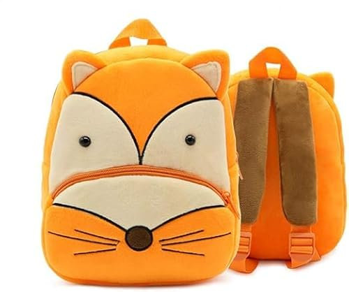 Generisch Kinder-Rucksack für Jungen und Mädchen - Kuscheliger Cartoon-Tier-Plüschrucksack, Leicht und Bequem, Belastungsreduzierung, Ideal für Kindergarten und Vorschule, 26x24x10 cm (Fuchs)