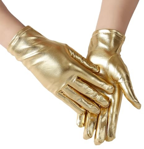 Ldabrye Nightclub Metallic Handschuhe Weihnachten Konzert Party Kostüm Metallic Handschuhe für Damen und Mädchen, gold, Long style