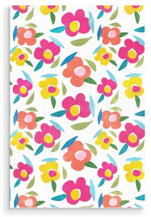 artboxONE Holzbild 30x20 cm Floral Helle Blumen auf Weiß von Künstler Kintsugi99