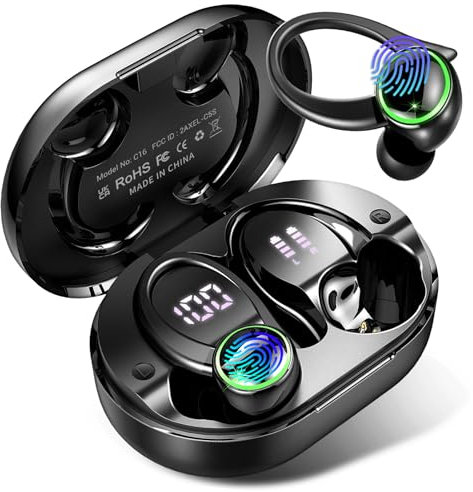 Cuffie Bluetooth, Auricolari Bluetooth Stereo HiFi Display LED, Cuffie Wireless Sport In Ear ENC Cancellazione Rumore e 4 Mics, IP7 Impermeabili Cuffiette