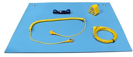 Killstat Anti Static ESD Grounding Kit – Anti Static Mat, Wrist Strap, Grounding Wire & ESD Plug for PC Building, Electronics Repair & Soldering – Grounding Mat for Static Control (Blue, 300x600mm)