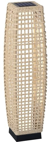 Outsunny Lampe à Poser Luminaire LED de Jardin Solaire 21x21x78cm Naturel