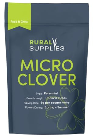 Rural Supplies Micro Clover Seed | Grass Seeds for Fast Growing, Low-Maintenance & Eco-Friendly Lawns | Drought-Resistant, Nitrogen-Fixing, Family & Pet Friendly | for New Lawns & Overseeding (500g)