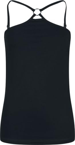 RED by EMP Damen schwarzes Top mit ringdetaillierten Trägern XXL