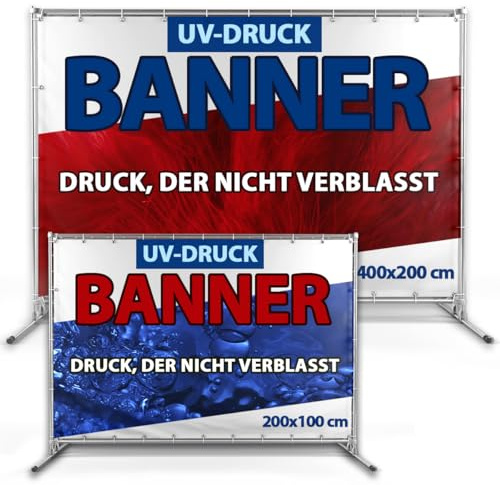 Banner Selbst Gestalten – Personalisierter Werbebanner mit Text/Logo/Foto – Für Werbung, Veranstaltungen & Dekoration – Wetterfest, UV-beständig – 450 g/m – von 1 bis 4 m – PrintMercial