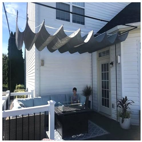 Einziehbares Sonnensegel, UV-Schutz, Markise für Veranda, Hof, Pergola, Pavillon, U-förmiges Schieberollo (B 1,6 x L 11 m x L 36,2 m)