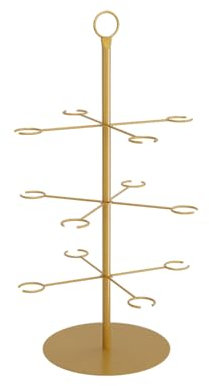 WAZUBC Cocktail Tree Stand for 12 Glasses, Champagne Cocktails Gin Hanging Display Stand for Beverage Cocktails Bar Party (Gold)