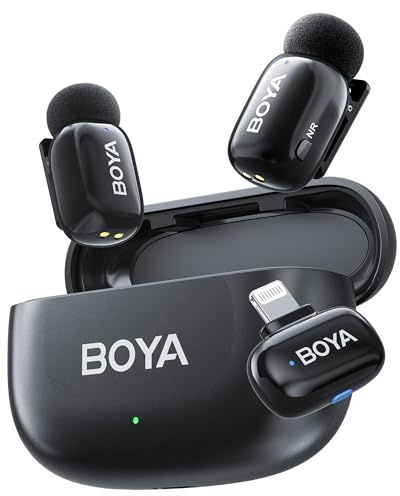 BOYA Mini 2 Wireless Lavalier Microphone with AI Noise Cancellation, App Control, 30H Battery Charging Case - for iPhone, Video, Podcasts, Vlogging, TikTok, YouTube
