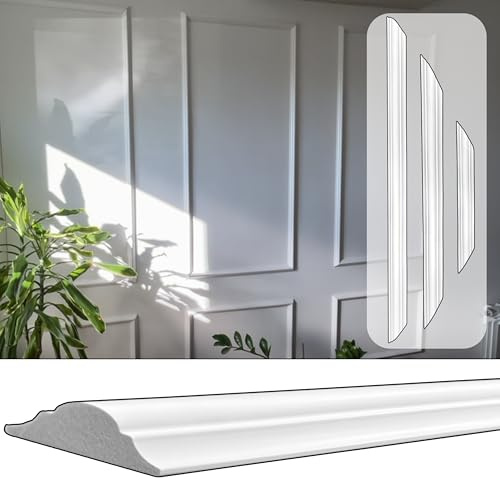 Ensemble de plinthes murales de haute qualité – Set complet pour 6 élégants cadres muraux en matériau PS robuste – Résistant à l'eau, antichoc et facile à monter – Design classique en blanc (JX88-W