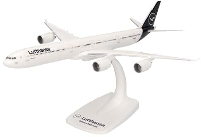 Herpa SnapFit Lufthansa Airbus A340-600 Modellflugzeug | 1:250, ohne Kleben, detailgetreues Steckmodell aus Kunststoff inkl. Standfuß, Flugzeug Modell ab 14+, Designed in Germany
