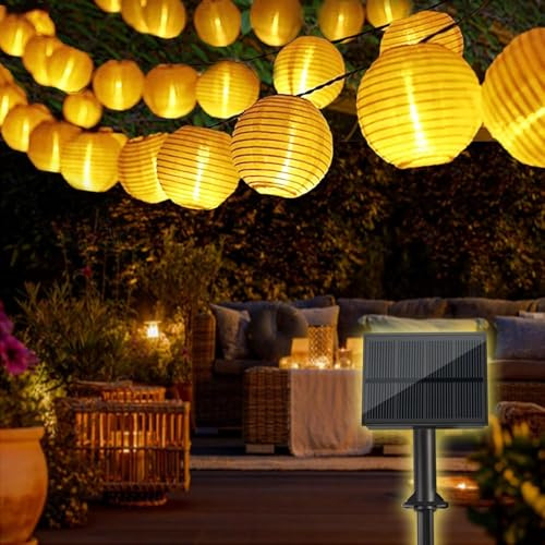 Dankeled Solar Lampions Außen Wetterfest - 4M Solar Lichterkette Outdoor 20 LED Laternen, IP65 Wasserdicht 7+1 Modi Solar-Beleuchtung für Garten, Balkon, Hof, Hochzeit, Party Deko (Warmweiß)