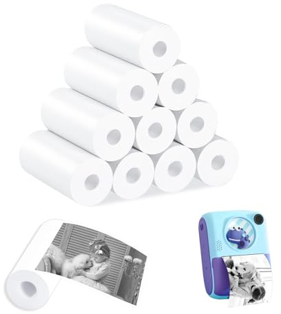10 x 57x25mm Thermal Paper Rolls for Kids Instant Camera | Perfect for Kids' Instant Cameras, Mini Printers, Scrapbooking, Journaling, Photo Albums, And Creative DIY Sticker Projects.