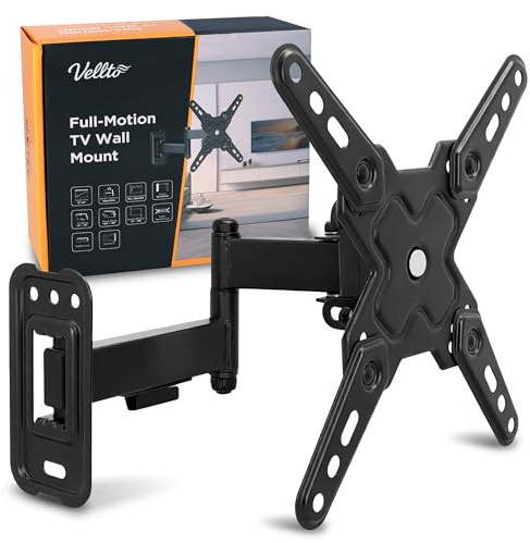 Vellto TV-Halterung Mini 13-43 Zoll Wandhalter Wandhalterung Halter für Fernseher Monitor bis zu 20 kg max. VESA 200x200 mm Schwenkbar Neigbar Drehbar Universal Wandmontage Deckenmontage