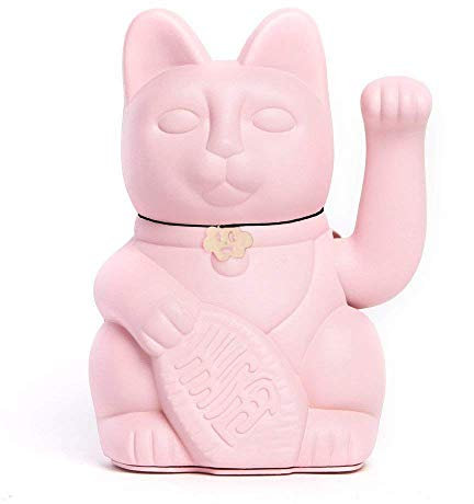 Chinesische Glückskatze. Winkende Katze. Maneki Neko viel Glück. HELLPINK, L (12x9x18cm)