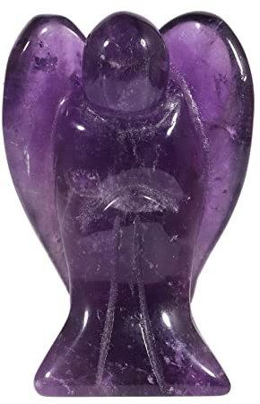 mookaitedecor Edelstein Amethyst Engel Figur Deko, Handgeschnitzt Heilstein Schutzengel Statue für Talisman Glücksbringer Fengshui Dekoration, 38-43 mm Hoch
