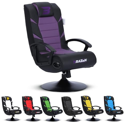 BraZen Kids Gaming Chairs for Kids Gaming Chair with Speakers Subwoofer Bluetooth Compatible All Games Consoles Small Junior Foldable Rocker Video Games Chairs Speakers British Brand Pride – Purple