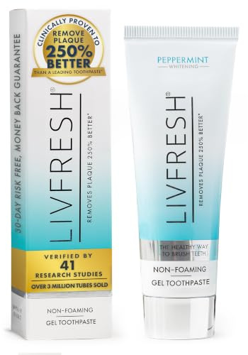 LIVFRESH Toothpaste Gel, Clinically Proven to Remove Plaque 250% Better, Improves Gum Health 190% Better, Prevents & Reduces Tartar, Peppermint
