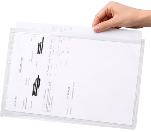 Netuno 500 Lieferscheintaschen selbstklebend transparent DIN C4 32,5x26 cm | große A4 Versandhüllen & Lieferscheinhüllen für Lieferscheine & Rechnungen
