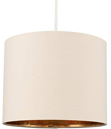 MiniSun | Small Modern Beige and Gold Drum Light Shade | Pendant Lights, Home Décor & Improvement Essential | 250cm Shade Width