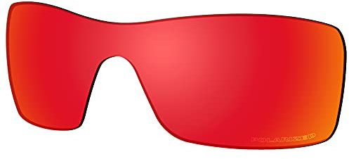 Saucer Lentes de repuesto premium para Oakley Batwolf OO9101 Gafas de sol de alta defensa, color rojo fuego polarizado