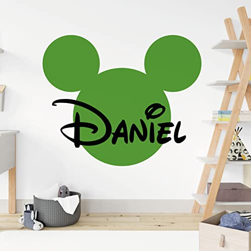 Mickey Mouse Silhouette personalisierter Name – Disney Aufkleber Wandaufkleber [Gras]
