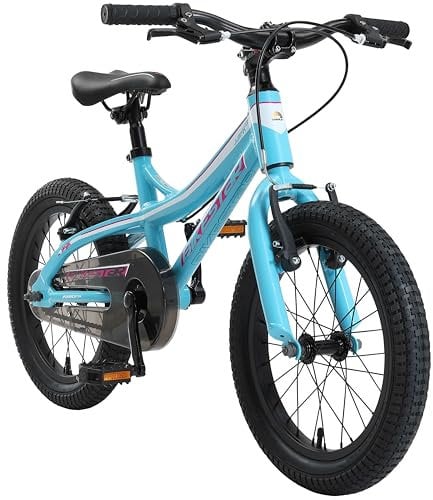 BIKESTAR Kinder Fahrrad Aluminium Mountainbike mit V-Bremse für Mädchen und Jungen ab 4-5 Jahre | 16 Zoll Kinderrad MTB | Türkis & Weiß