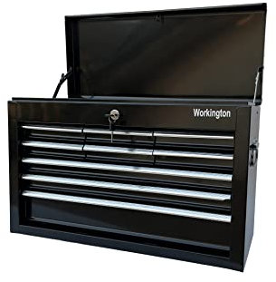 Workington Portable Metal Tool Chest with 9 Drawers, 24 9-Drawer Tool Chest Cabinet with Ball Bearing Drawer Slides, Steel Tool Storage Box Organizer 4006 Black