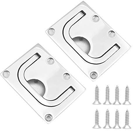 NUZAMAS Boat Flush Hatch, set da 2 pezzi in acciaio inox 316, 76 x 57 mm, maniglia per barca a incasso con viti per vano serratura