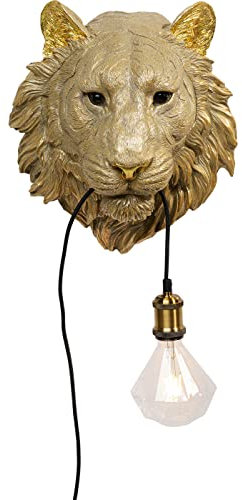 Kare Design Wandleuchte Tigerkopf, Gold, Wanddekoration, 200 cm Kabellänge, 34 cm 52710 33,5x31,5x24cm