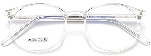 KOOSUFA Blaulichtfilter Brille Retro Rund Ultra Licht TR90 Brillengestelle Anti Blaulicht Brillen Ohne Sehstärke Damen Computerbrille Gaming Brille Anti Müdigkeit mit Etui (Durchsichtig)