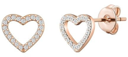 Philip Jones Rose Gold Plated Open Heart Earrings Created with Zircondia® Crystals