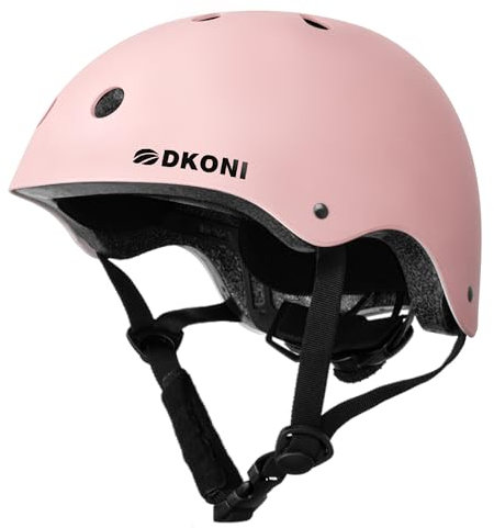 DKONI Fahrradhelm Helm Kinder, verstellbar und für mehrere Sportarten geeignet, von Kleinkind bis Jugend, 3 Größen (Rosa, L:57-61cm)