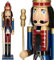 SPRINGOS Nussknacker Figur aus Holz König mit Zepter Höhe: 90 cm dunkelrot - blau Weihnachten Weihnachtsdekoration (Dunkelrot-Blau, 90 cm)
