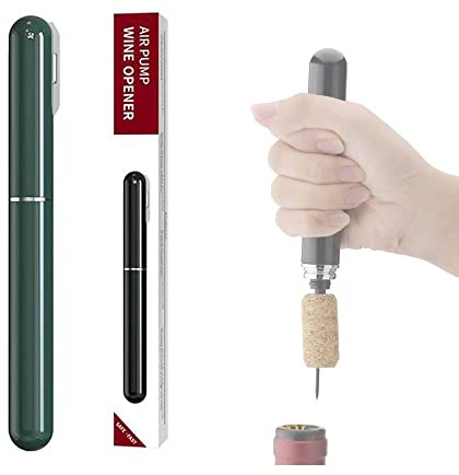 Mini Air Pump Wine Bottle Opener , Portable Stainless Steel Needle Pen-Shaped Pneumatic Bottle Opener Pin Cork Remover Pneumatic Corkscrew for Kitchen Home Bar Accessory (Green)