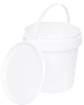BenBow Eimer mit Deckel 1l weiß 20x 1l - lebensmittelecht, stabil, luftdicht, auslaufsicher, geruchsneutral - Plastikeimer mit Henkel - lee