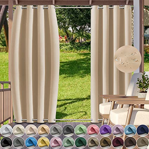 YangAera Outdoor Vorhang Winddicht Wasserdicht Blickdicht UV Schutz Sichtschutz Gardinen mit Ösen Oben und Unten, Outdoorvorhänge für Balkon Terrasse Veranda Pergola-4# B132xH241cm-1 Stück