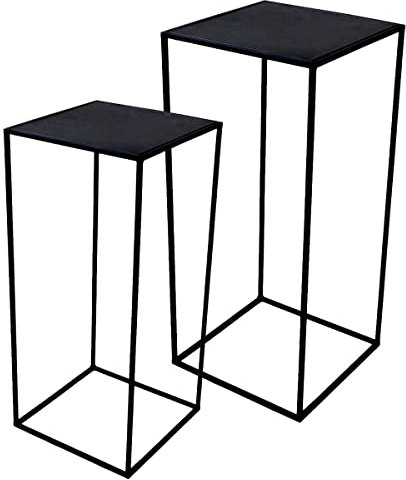 PrimoLiving 2er Set Metall Blumenhocker Milano - schwarz eckig Gr. S+M Beistelltisch Stilvolles Design Ideal für Pflanzen und Dekoration P-77792