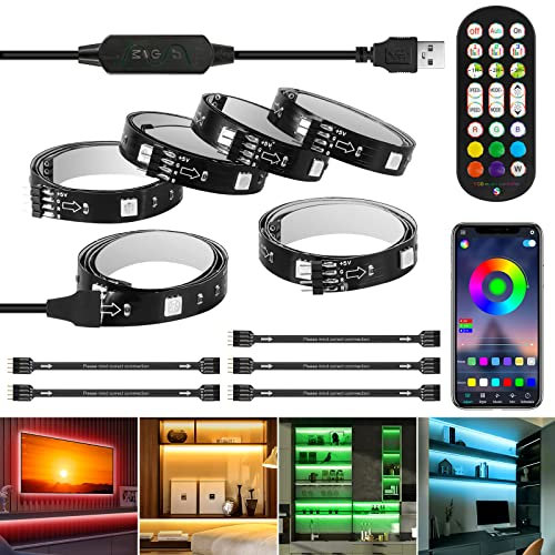3m Led TV Hintergrundbeleuchtung, 6 * 0,5 m RGB LED Strip,USB TV LED Backlight, Farbwechsel Streifen mit App Steuerung und Fernbedienung, LED Streifen für 43 bis 65 Zoll HDTV,TV, PC Monitor
