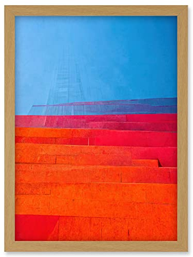 Wee Blue Coo Abstract Minimalist Steps Painting Blue Purple Pink Orange Red Artwork Framed Wall Art Print A4