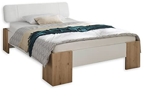 LINO Futonbett 140 x 200 cm - Modernes Jugendzimmer Bett in Artisan Eiche Optik, Weiß - 145 x 81 x 214 cm (B/H/T)