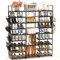 W&H 9 Tier Metal Shoe Rack - Large Storage Organizer for 50 Pairs, Adjustable Vertical Rack for Cloakroom, Storage Room, Entrance - Easy to Assemble, Black, Tall