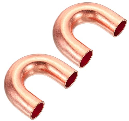 PATIKIL 7mm OD 23x17mm Gomito Rame Tubo Raccordo, 2pz 180 Gradi Piega Saldatura Sudore Saldatura Connessione per HVAC Aria Condizionatore Idraulica