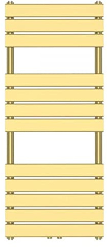 EGO INTERIORS Premium Badheizkörper mit Mittel- und Seitenanschluss, gebürstetes Gold, Heizkörper Handtuchhalter aus Stahl, 140x50 cm, Nadir
