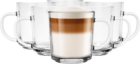 Glasmark Krosno Latte Macchiato Gläser Cappuccino 6er Set Teegläser-Set Mit Henkel Dessertgläser Wassergläser Kaffeegläser Glühweingläser Eiskaffee-Gläser Glühweintassen Groggläser 6x 250 ml