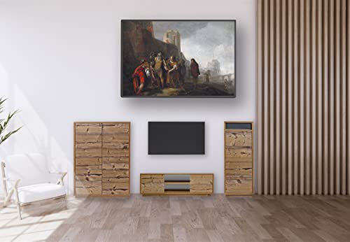 Aileenstore Wohnwand Set modern 3 teilig TV Lowboard, Sideboard, Highboard für Wohnzimmer oder Kinderzimmer, Farbe:Fichte
