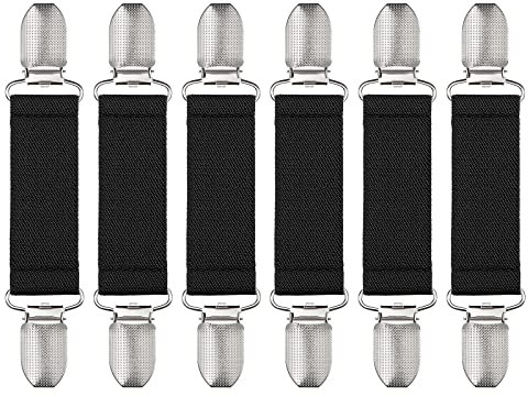 sourcing map 6 Stück Kleid Regeln Clips Pullover Schal Strickjacke Kragen Schal Clip Elastische Kleid Clips Zurück Cinch für Frauen Schwarz